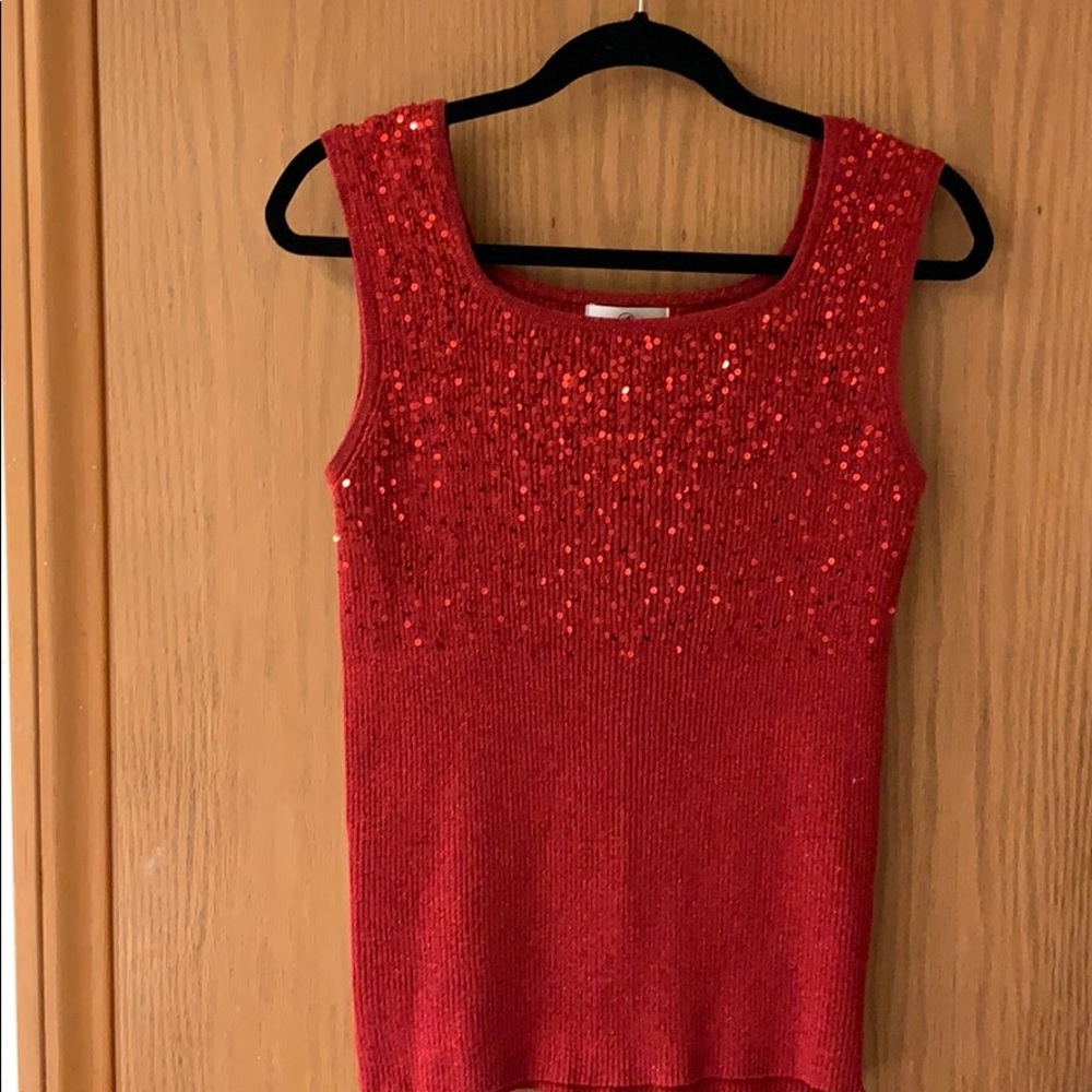 Beautiful red sequins tank top,